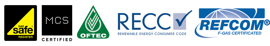 Gas Safe, MCS, OFTEC and RECC accreditations